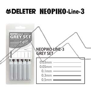 DELETER NEOPIKO LINE-3 SET OF 5 GREY MARKERS
