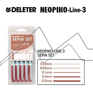 DELETER NEOPIKO LINE-3 SET 5 FINELINER SEPIA