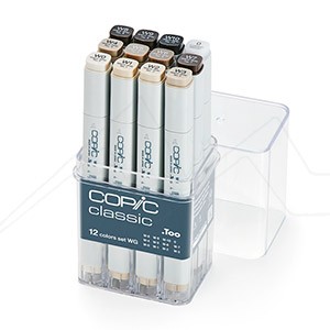 COPIC CLASSIC MARKERS SET OF 12 WARM GREY COLOURS