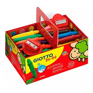 GIOTTO BE-BE LARGE CRAYONS SCHOOL PACK 40 LARGE CRAYONS + 2 SHARPENERS