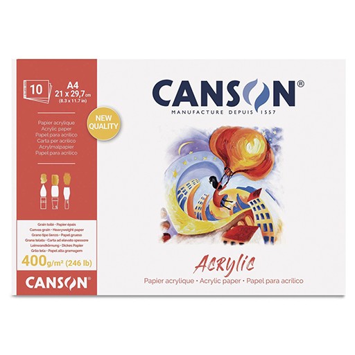 CANSON ACRYLIC PAD 400 G GLUED ON ONE SIDE