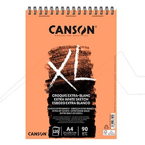 CANSON XL EXTRA WHITE SKETCH SPIRAL PAD 90 G 120 SHEETS