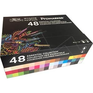 WINSOR & NEWTON PROMARKER ESSENTIAL COLLECTION SET OF 48 ESSENTIAL COLOURS MARKERS