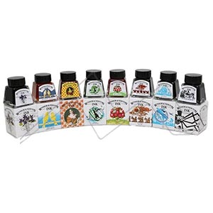 WINSOR & NEWTON HENRY COLLECTION SET OF 8 ASSORTED DRAWING INKS