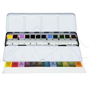DANIEL SMITH HAND POURED WATERCOLOUR METAL TIN SET OF 12 HALF PANS - COLORS OF INSPIRATION SELECTION