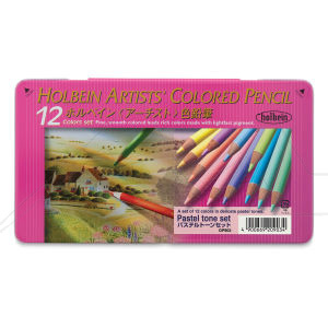 HOLBEIN ARTISTS COLORED PENCIL PASTEL SET OP903 METAL TIN SET OF 12 PASTEL TONE PENCILS