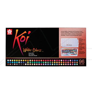  SAKURA Koi Studio Kit - Watercolor Sets for Studio Art or Art  On the Go - 96 Colors - 1 Water Brush - 1 Palette