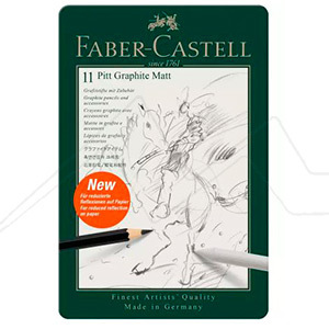 FABER-CASTELL PITT GRAPHITE MATT METAL TIN SET OF 11 PENCILS FOR DRAWING AND SKETCHING