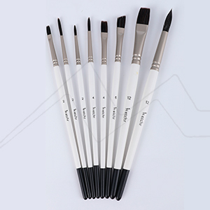 ETCHR SET OF 8 SYNTHETIC BRUSHES FOR GOUACHE + BRUSH ROLL