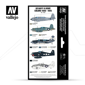 VALLEJO MODEL AIR US NAVY & USMC COLORS 1940-1945 SET NO. 71.157