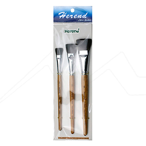 HEREND SET OF 3 FLAT BRUSHES SQUIRREL SHORT HANDLE SERIES F-1000
