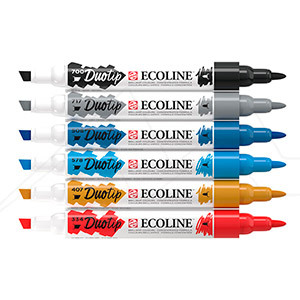 ECOLINE DUOTIP MARKER SET WITH WATER-BASED INK 6 COLOURS
