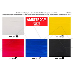 AMSTERDAM SET PRIMARY ACRYLICS - BASIC COLOURS BEGINNERS