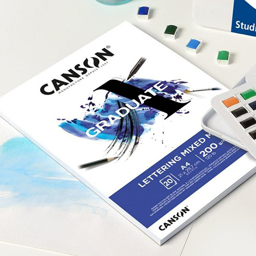 CANSON GRADUATE LETTERING MIXED MEDIA PAD 20 PLAIN SHEETS 200 G