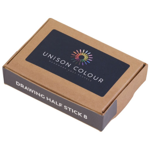 UNISON SOFT PASTELS CARDBOARD BOX WITH 8 HALF SOFT PASTELS SELECTION DRAWING