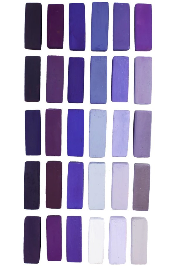 TERRY LUDWIG CARDBOARD BOX OF 30 SOFT PASTELS ULTRA VIOLETS SELECTION