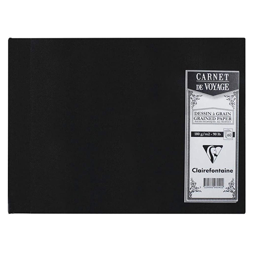CLAIREFONTAINE TRAVEL NOTEBOOK CLOTH-COVERED HARD COVER STITCHED BINDING WHITE PAPER 180 G
