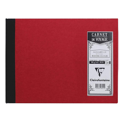 CLAIREFONTAINE TRAVEL NOTEBOOK CLOTH-COVERED HARD COVER STITCHED BINDING WHITE PAPER 180 G
