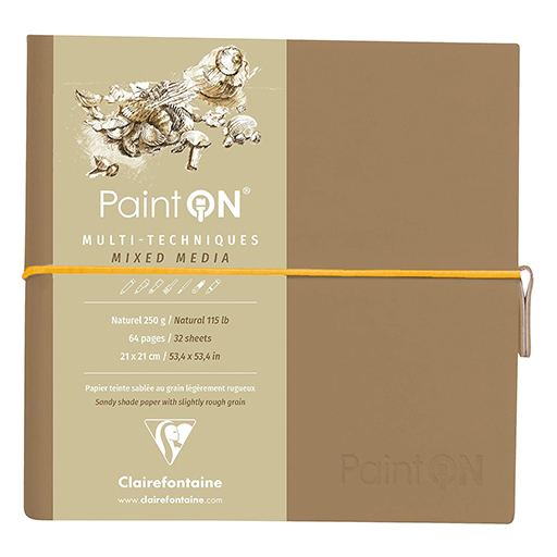 CLAIREFONTAINE PAINT ON NATURAL SKETCHBOOK STITCHED BINDING CREAM MIXED MEDIA PAPER 250 G