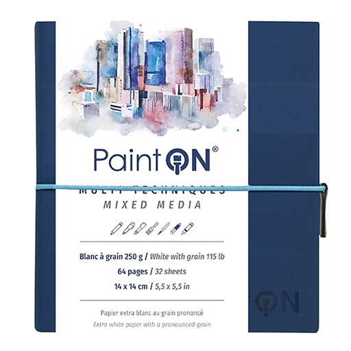 CLAIREFONTAINE PAINT ON BLUE SKETCHBOOK STITCHED BINDING WHITE MIXED MEDIA PAPER 250 G