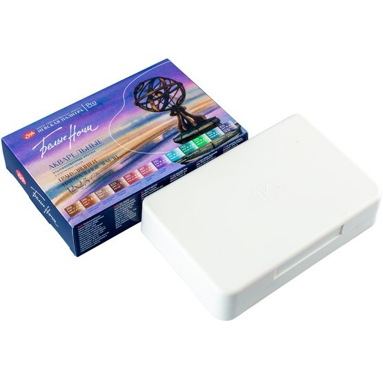 ST PETERSBURG WHITE NIGHTS WATERCOLOUR BOX SET OF 12 PANS GRANULATION AND NATURAL EARTH COLOURS