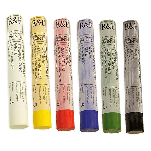 R&F PIGMENT STICK OPAQUE COLOR SET OF 6 OIL STICKS AND PANEL