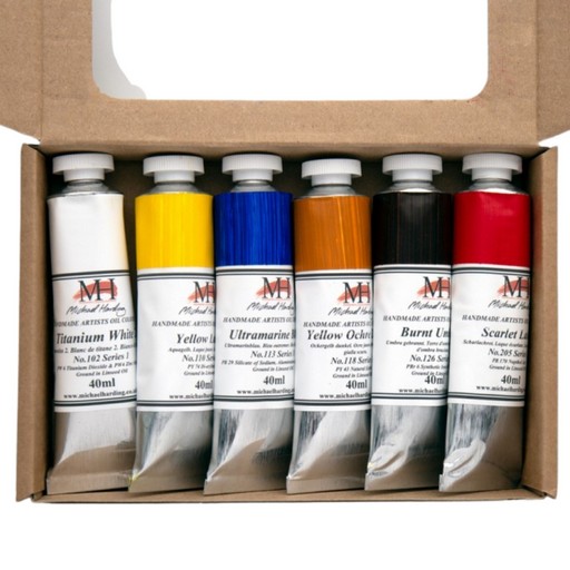 MICHAEL HARDING OIL PAINT INTRODUCTORY SET OF 6 X 40 ML OIL COLOURS