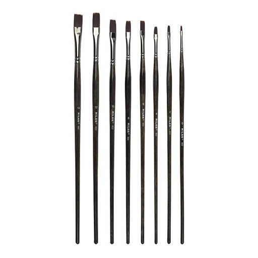 MILAN PINCEAU PLAT FIBRE SYNTHÉTIQUE TEIJIN MANCHE LONG SÉRIE 822