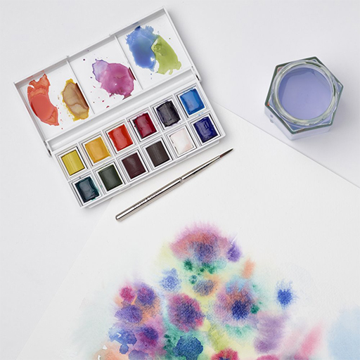 WINSOR & NEWTON SET DE BOLSILLO SKETCHER ACUARELA COTMAN 12 MEDIOS GODETS + PINCEL