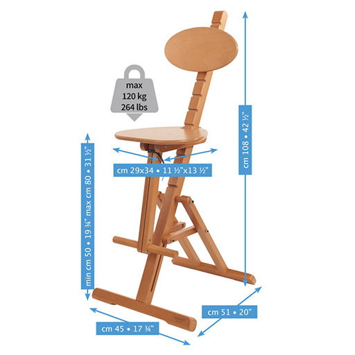 MABEF M44 TABOURET RÉGLABLE ET PLIABLE