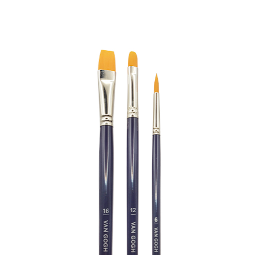 VAN GOGH SET 3 PINCEAUX FIBRE TORAY DORÉE MANCHE LONG