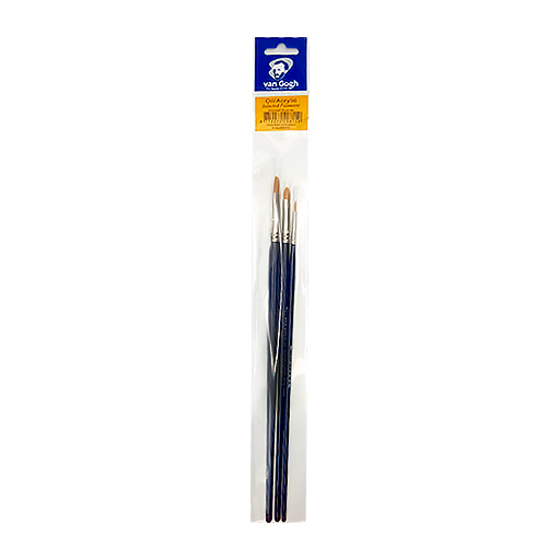 VAN GOGH SET 3 PINCEAUX FIBRE TORAY DORÉE MANCHE LONG