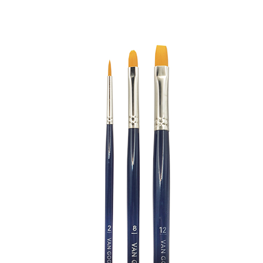 VAN GOGH SET 3 PINCEAUX FIBRE TORAY DORÉE MANCHE LONG