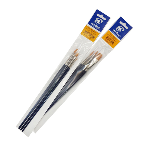 VAN GOGH SET 3 PINCEAUX FIBRE TORAY DORÉE MANCHE LONG