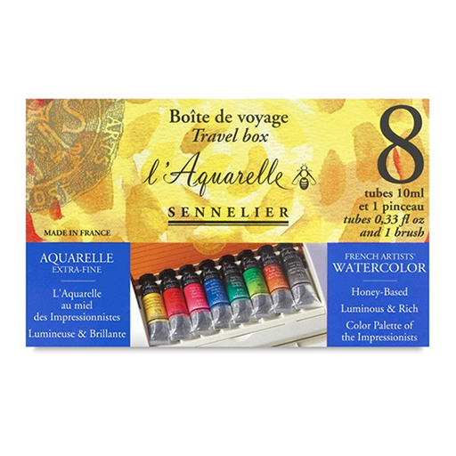 SENNELIER CAJA DE VIAJE EN PLÁSTICO ACUARELA - L'AQUARELLE 8 TUBOS DE 10 ML