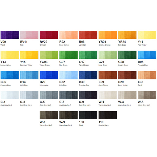COPIC CLASSIC MARKER CASE OF 36 ASSORTED COLOURS