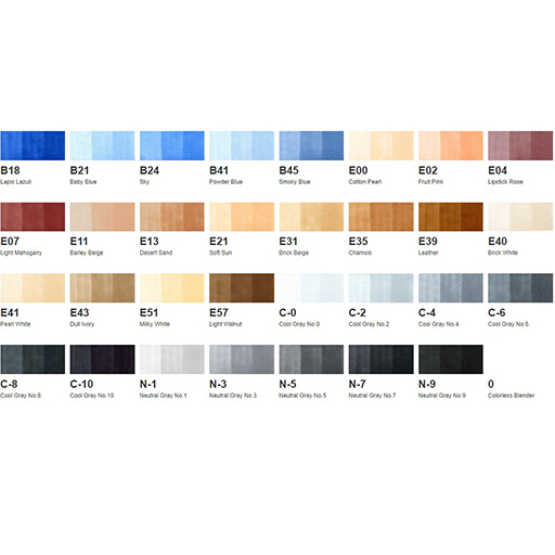 COPIC SKETCH MARKER CASE OF 72 ASSORTED COLOURS - SET B