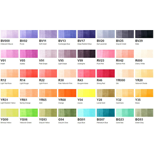 COPIC SKETCH MARKER CASE OF 72 ASSORTED COLOURS - SET D