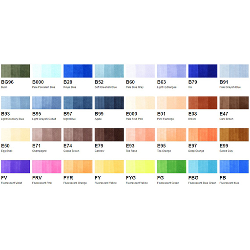 COPIC SKETCH MARKER CASE OF 72 ASSORTED COLOURS - SET D