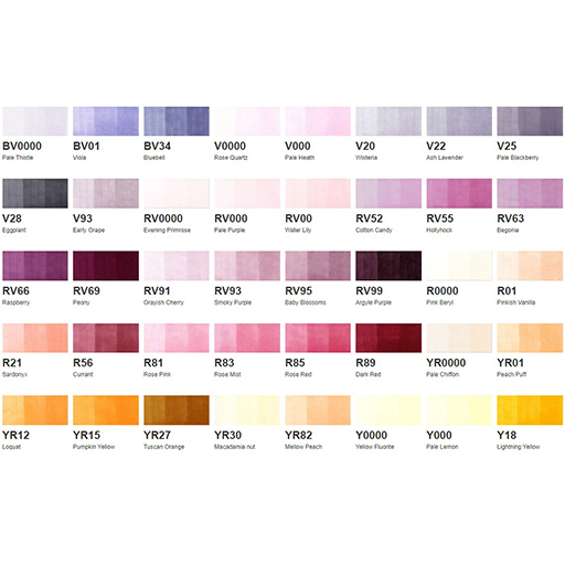 COPIC SKETCH MARKER CASE OF 72 ASSORTED COLOURS - SET E