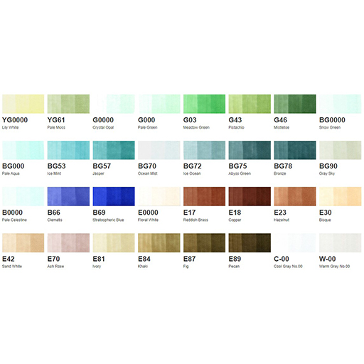 COPIC SKETCH MARKER CASE OF 72 ASSORTED COLOURS - SET E