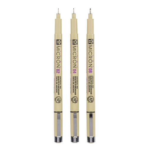 SAKURA PIGMA MICRON SET CON 3 ROTULADORES NEGROS