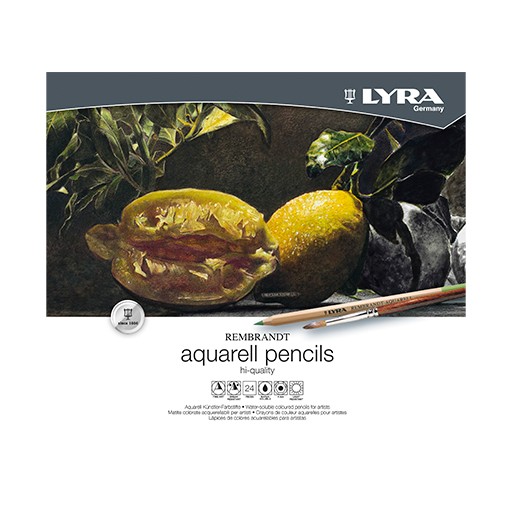 LYRA REMBRANDT AQUARELL BOÎTE EN MÉTAL DE 24 CRAYONS AQUARELLABLES ASSORTIS