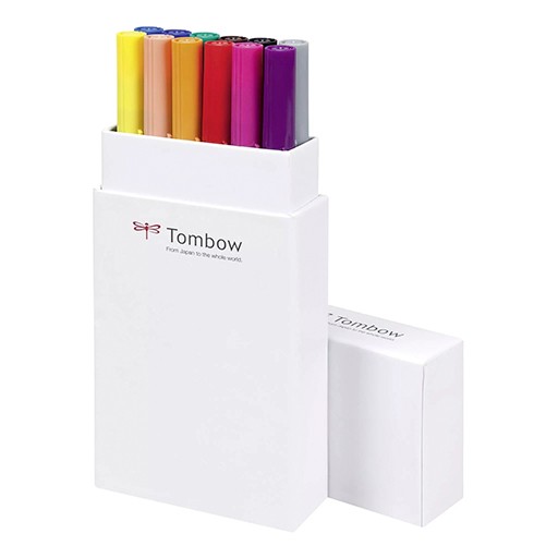 TOMBOW DUAL BRUSH PEN SET 12 FEUTRES À DEUX POINTES COULEURS PRIMAIRES