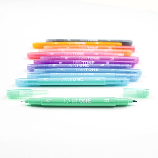 TOMBOW TWINTONE SET 12 FEUTRES À DEUX POINTES COULEURS PASTELS