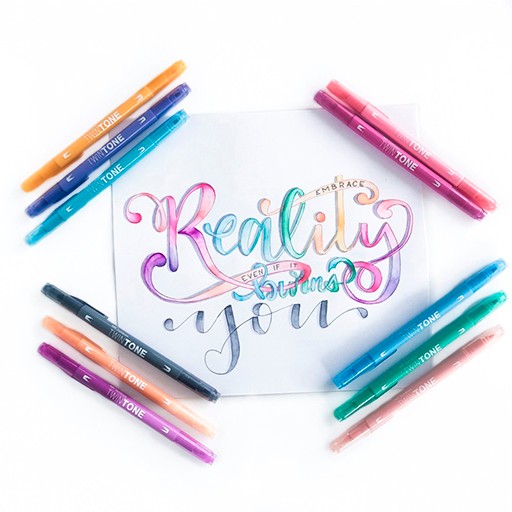 TOMBOW TWINTONE SET 12 FEUTRES À DEUX POINTES COULEURS PASTELS