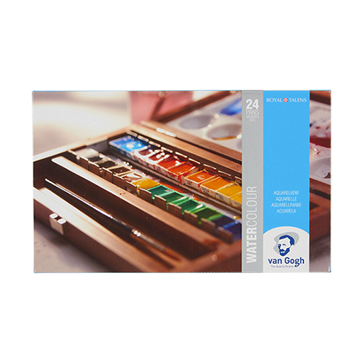 VAN GOGH CAJA ACUARELA DE MADERA 24 MEDIOS GODETS + ACCESORIOS