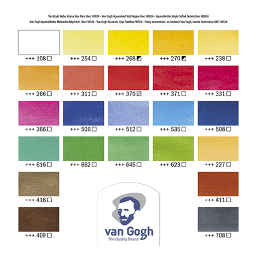 VAN GOGH CAJA ACUARELA DE MADERA 24 MEDIOS GODETS + ACCESORIOS