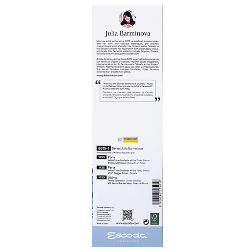 ESCODA ÉDITION SPÉCIALE JULIA BARMINOVA - SET DE PINCEAUX SÉRIE 8615 - SET 1