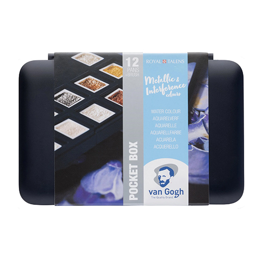 VAN GOGH CAJA ACUARELA POCKET BOX 12  MEDIOS GODETS SELECCIÓN COLORES METÁLICOS